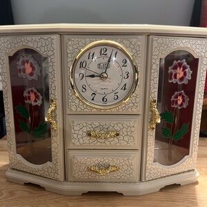 Cream and Gold Floral Wall Clock